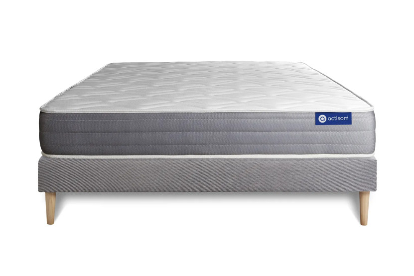 Ensemble Matelas Sommier 120x200 cm - Sommier Gris (en kit) - Actiflex Dream