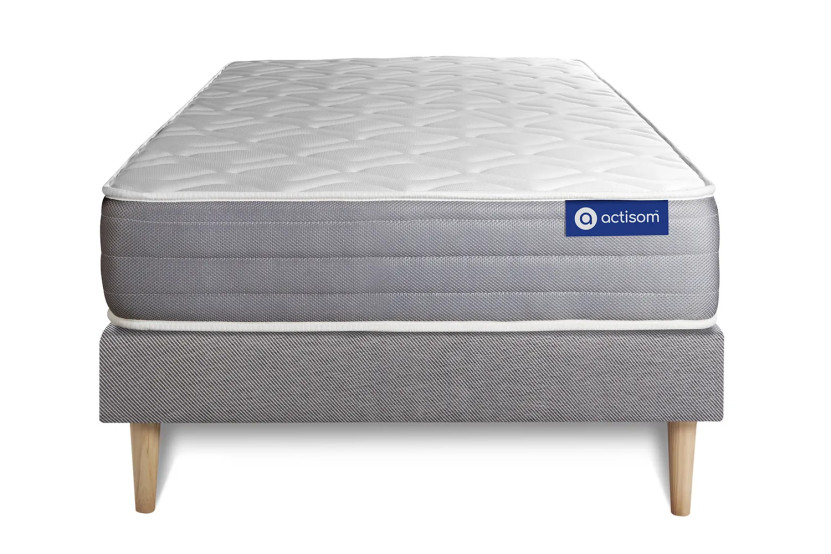Ensemble Matelas Sommier 90x200 cm - Sommier Gris (en kit) - Actilatex Dream