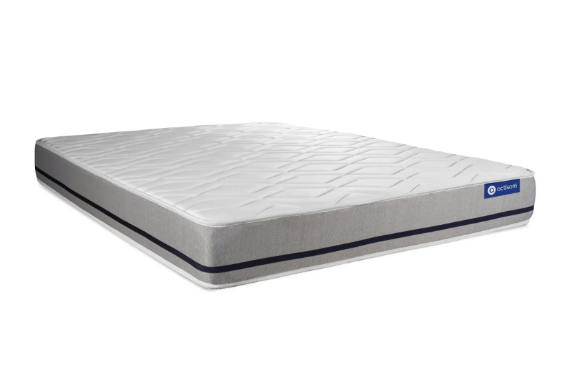 Pack lit complet 180x200 cm - Matelas + Sommier Gris (en kit) + 2 oreillers + Couette - Actimemo Soft