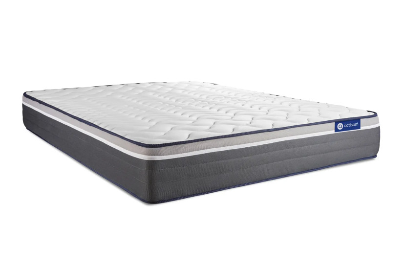 Pack lit complet 160x200 cm - Matelas + Sommier Blanc (en kit) + 2 oreillers + Couette - ActiMemo Plus