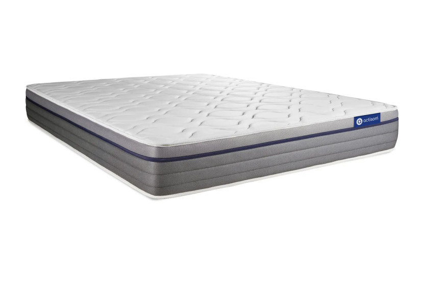 Pack lit complet 140x190 cm - Matelas + Sommier Gris (en kit) + 2 oreillers + Couette - Actilatex Zen