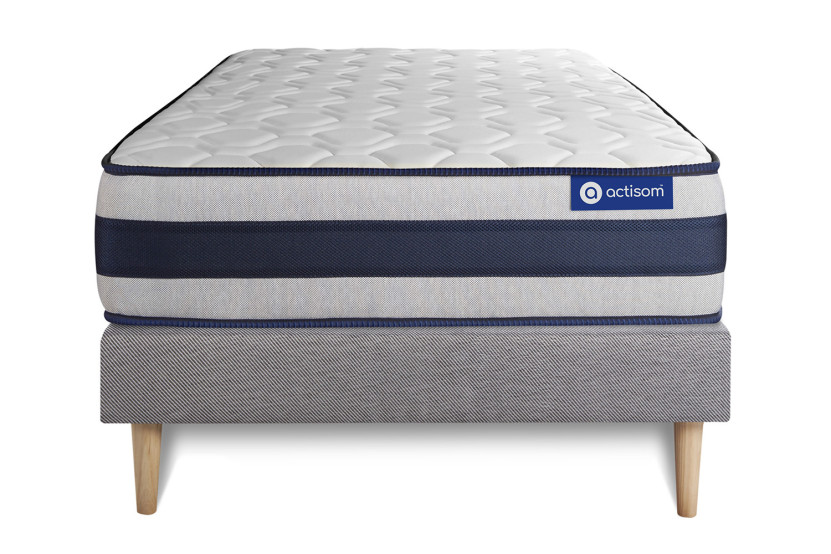 Ensemble Matelas Sommier 80x200 cm - Sommier Gris (en kit) - Actiflex Ergo