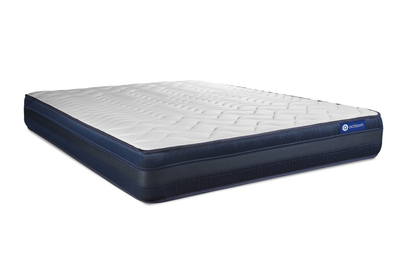 Pack lit complet 200x200 cm - Matelas + Sommier Blanc (en kit) + 2 oreillers + Couette - Actimemo Tech