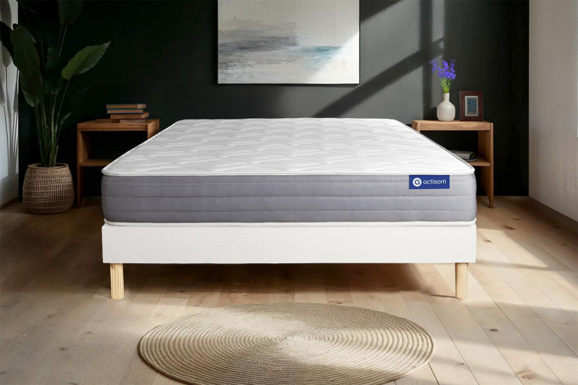Ensemble Matelas Sommier 90x200 cm - Sommier Blanc (en kit) - Actilatex Dream