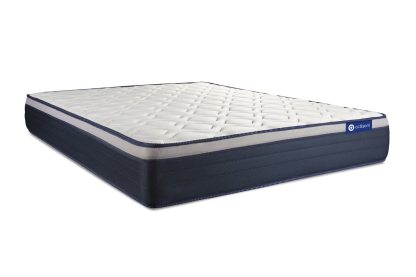 Pack lit complet 140x200 cm - Matelas + Sommier Blanc (en kit) + 2 oreillers + Couette - Actilatex Max