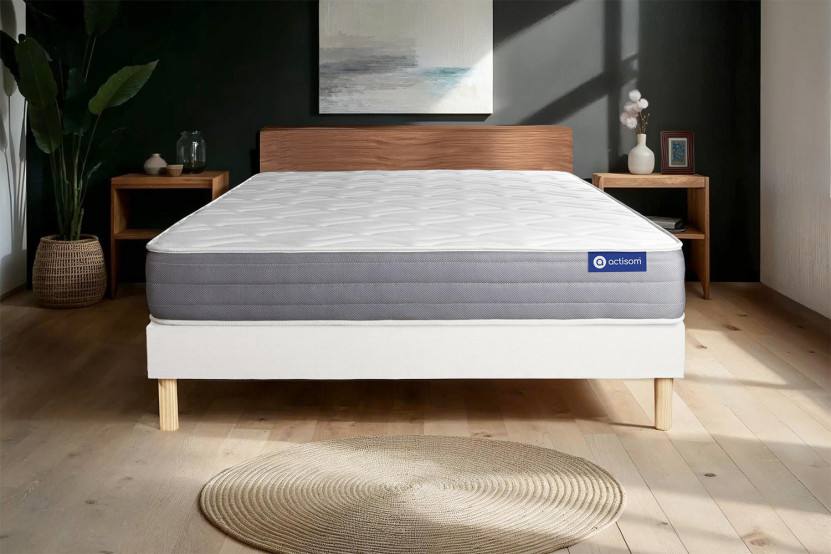 Ensemble Matelas Sommier 90x200 cm - Sommier Blanc (en kit) - Actiflex Dream