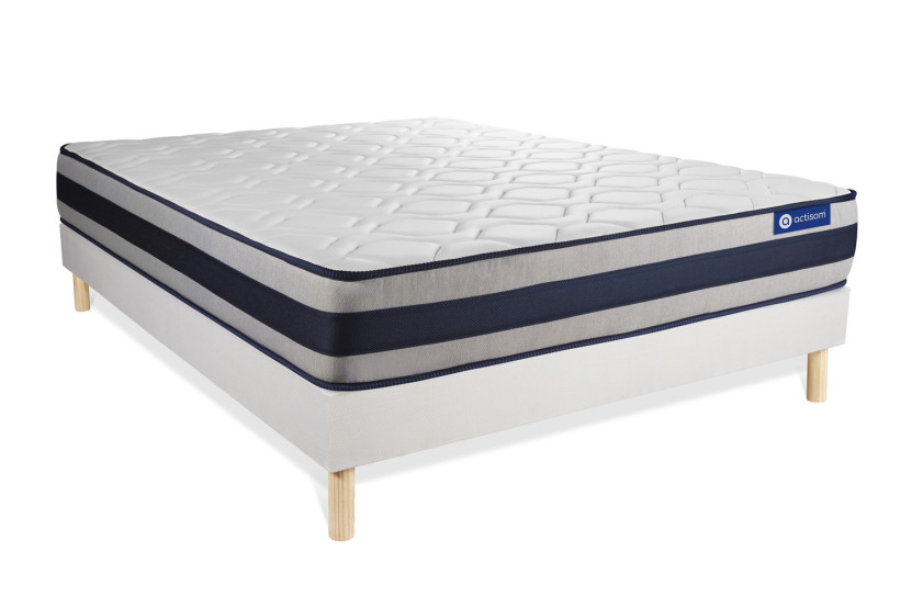 Ensemble Matelas Sommier 120x200 cm - Sommier Blanc (en kit) - Actiflex Ergo