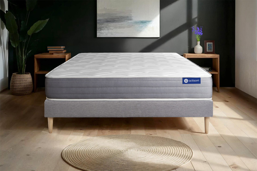 Ensemble Matelas Sommier 80x200 cm - Sommier Gris (en kit) - Actilatex Dream