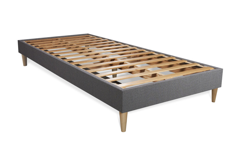 Ensemble Matelas Sommier 80x200 cm - Sommier Gris (en kit) - Actimemo Max